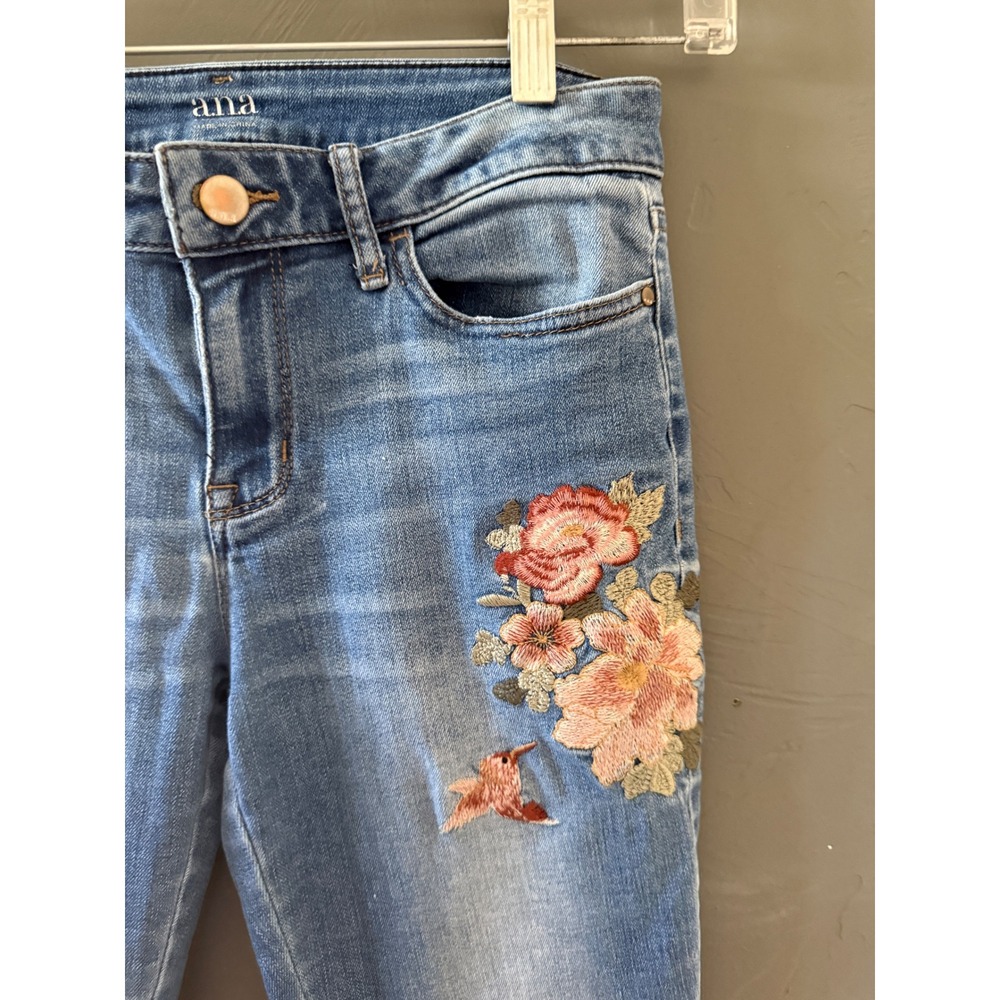 ana A New Approach Floral Embroidered Skinny Jeggings Boho Festival Size 4